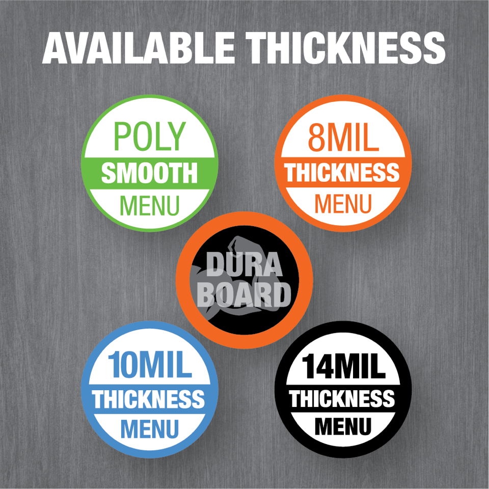 Available menu thickness options